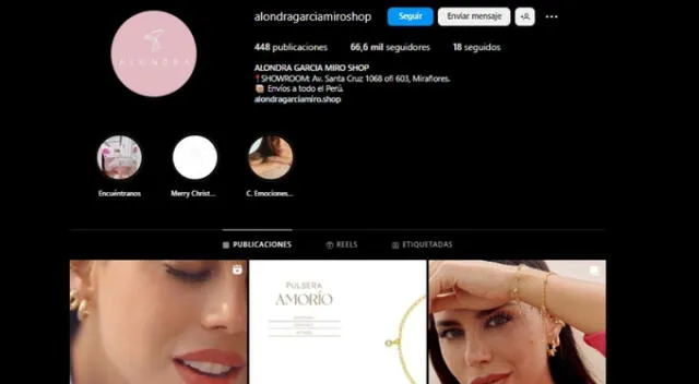  Este es el perfil de la tienda de Alondra García Miró. Fuente: Instagram.   