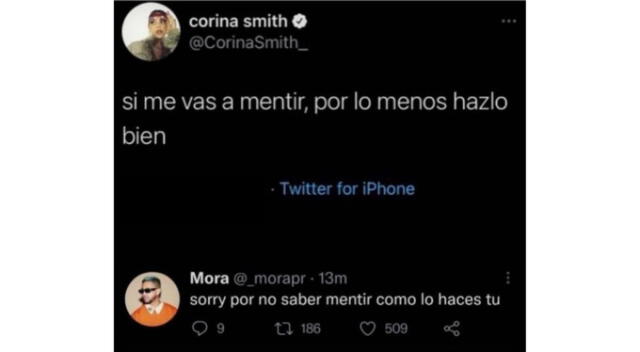  Los tweets del final del romance de Corina y Mora. Fuente: Difusión. 