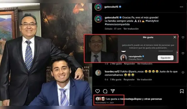  El primer 'like' de Gianella Rázuri. Fuente: Instagram.   