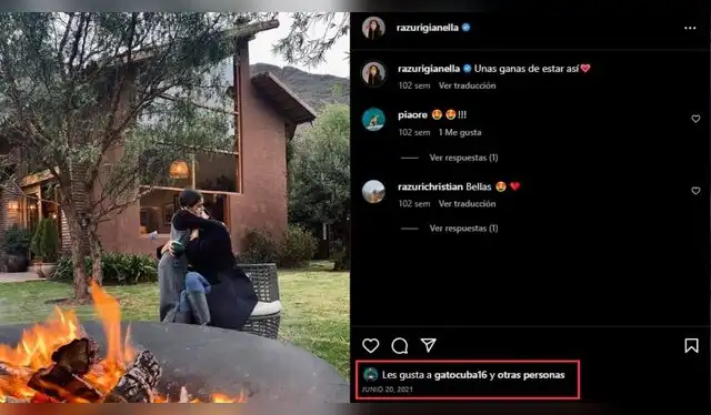 El primer 'like' de Rodrigo Cuba. Fuente: Instagram.   