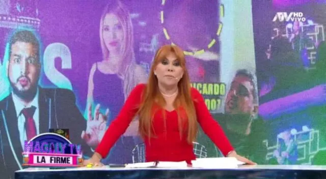  Magaly Medina conduciendo su programa de espectáculos. Fuente: ATV.   