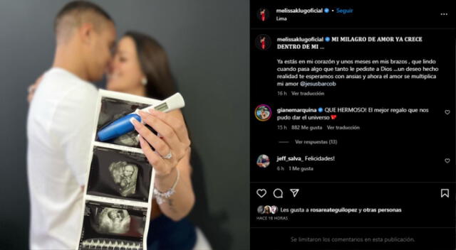  Melissa Klug comparte la noticia de su sexto embarazo con Jesús Barco. Fuente: Instagram.   