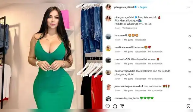  Pilar Gasca modela las prendas de su negocio. Fuente: Instagram.   