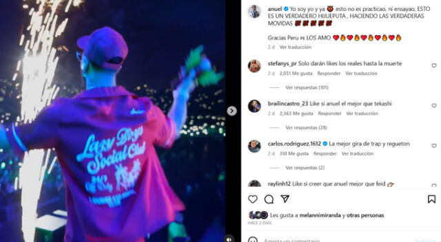 Anuel agradecido con el Perú por el cariño pese a robo. Fuente: Instagram.