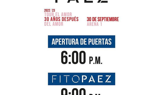 Flayer de concierto de Fito Páez.