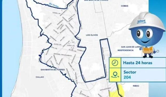 Estas zonas de San Martín de Porres serán afectadas por el corte de agua en SMP.