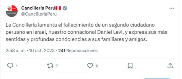 Cancillería peruana confirma la muerte del médico peruano en Israel.   
