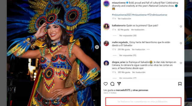 Miss Universo cierra los comentarios de sus publicaciones. Fuente: Instagram.
