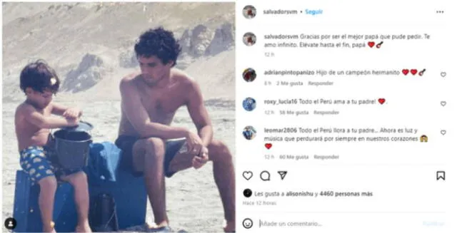 Hijo de Pedro Suárez Vértiz se despide de su padre con un emotivo mensaje. Fuente: Instagram.