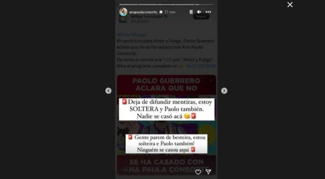 Comunicado de Ana Paula Consorte. Fuente: Instagram.