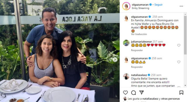 Olga Zumarán, Bruno de Ayala y su hija comparten juntos. Fuente: Instagram.