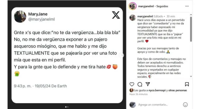 Keydi Mio se pronuncia ante las críticas por chats con Jorge Luna. Fuente: Instagram.