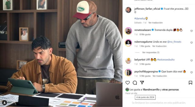 Jefferson Farfán limitó sus comentarios. Fuente: Instagram.