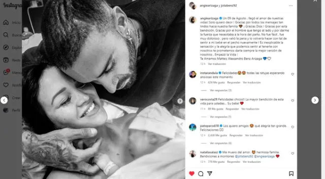 Angie Arizaga anuncia el nacimiento de su hijo. Fuente: Instagram.