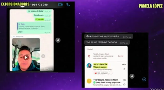 Evidencias de la comunicación entre extorsionadores y abogado de Christian Cueva. Fuente: ATV.