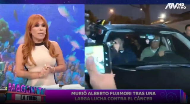 Magaly Medina mostró la salida de Kenji Fujimori. Fuente: ATV.