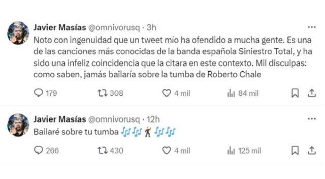 Mensaje de Javier Masías. Fuente: X.