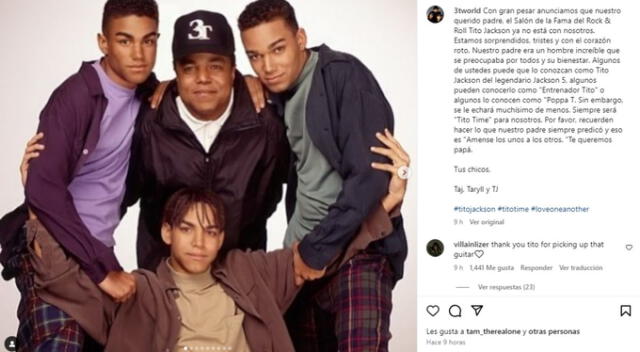 Hijo de Tito Jackson envía mensaje. Fuente: Instagram.