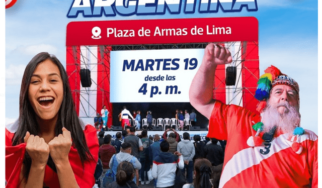 Disfruta del Perú vs. Argentina en vivo y gratis desde la Plaza de Armas.