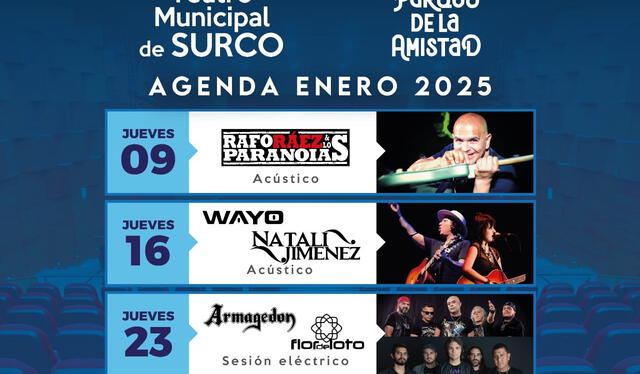 Fechas de Rock en el teatro 2025. Fuente: Facebook.