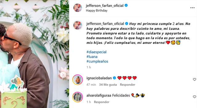 <em>Jefferson Farfán celebró junto a su hija su cumpleaños número 2. Captura: Instagram </em> <em>Jefferson Farfán celebró junto a su hija su cumpleaños número 2. Captura: Instagram </em>
