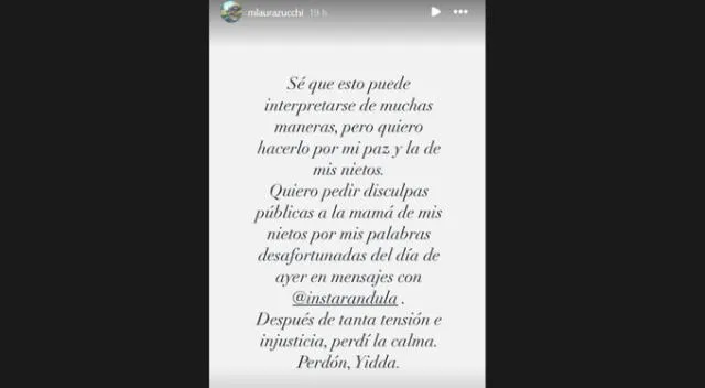 Comunicado de la mamá de Julián Zucchi. Fuente: Instagram.