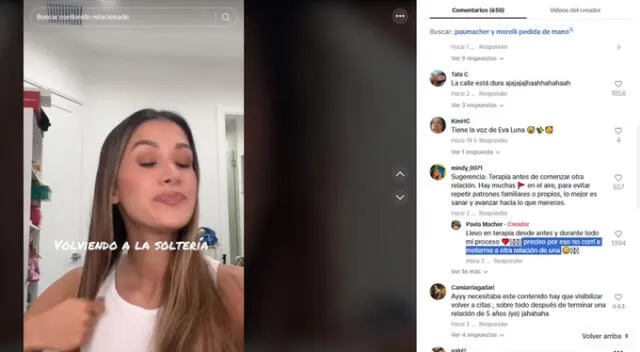 El mensaje de Paula Macher. Fuente: TikTok.   