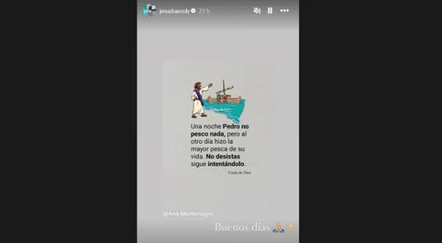Jesús Barco y su reflexivo mensaje en redes. Fuente: Instagram. Jesús Barco y su reflexivo mensaje en redes. Fuente: Instagram.
