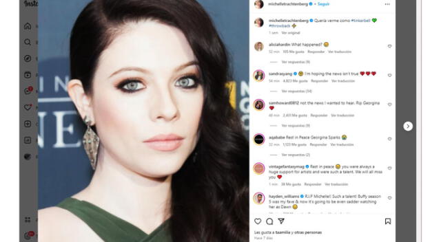 Última publicación de Michelle Trachtenberg. Fuente: Instagram. Última publicación de Michelle Trachtenberg. Fuente: Instagram.