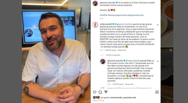 Mensaje de Nelly Rossinelli a Giacomo Bocchio. Fuente: Instagram. Mensaje de Nelly Rossinelli a Giacomo Bocchio. Fuente: Instagram.