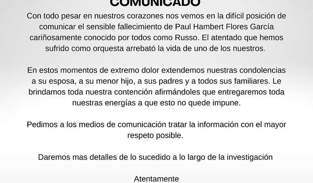 Comunicado de Armonía 10. Fuente: Instagram. Comunicado de Armonía 10. Fuente: Instagram.