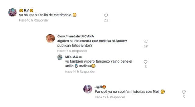 Usuarios notan presunto distanciamiento de Melissa Paredes y Anthony Aranda. Fuente: TikTok.