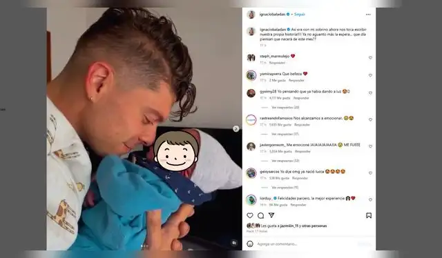 Publicación de Ignacio Baladán con bebé. Fuente: Instagram.