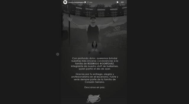 Corazón Serrano deja comunicado por la muerte de Rodrigo Rodríguez. Fuente: Instagram. Corazón Serrano deja comunicado por la muerte de Rodrigo Rodríguez. Fuente: Instagram.