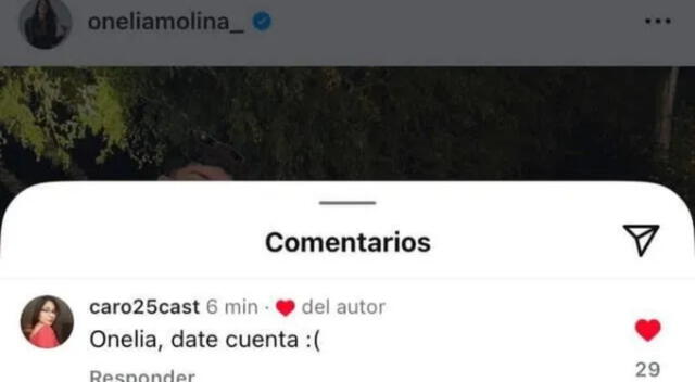 Onelia Molina da 'like' a comentario. Fuente: Instagram. Onelia Molina da 'like' a comentario. Fuente: Instagram.