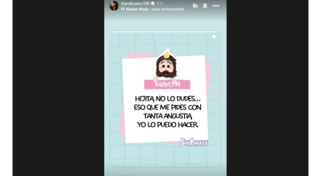 Mensaje de Kiara Lozano. Fuente: Instagram. Mensaje de Kiara Lozano. Fuente: Instagram.