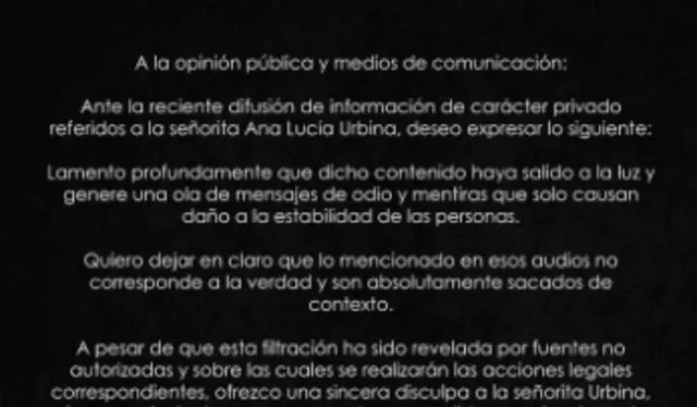 Comunicado de Edwin Guerrero. Fuente: Instagram. Comunicado de Edwin Guerrero. Fuente: Instagram.
