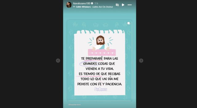 Mensaje de Kiara Lozano. Fuente: Instagram. Mensaje de Kiara Lozano. Fuente: Instagram.