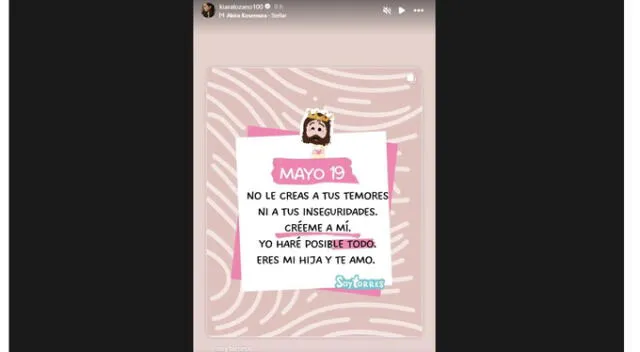 Mensaje de Kiara Lozano tras video de un beso con Edwin Guerrero. Fuente: Instagram.