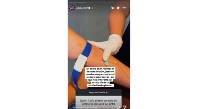 Jota Benz confirma examen de ADN a su bebé. Fuente: Instagram.