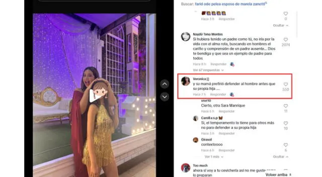 Like de Farid Ode en comentario contra Mariella Zanetti. Fuente: TikTok. Like de Farid Ode en comentario contra Mariella Zanetti. Fuente: TikTok.