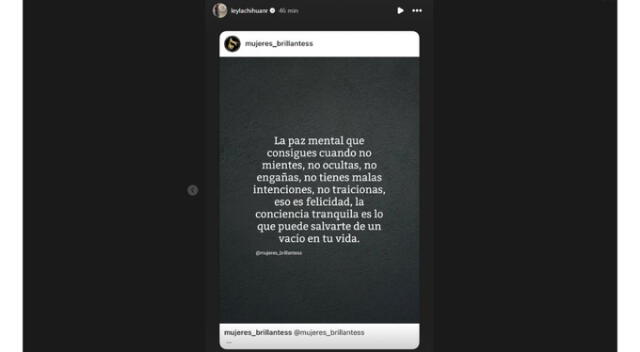 Mensaje de Leyla Chihuán. Fuente: Instagram. Mensaje de Leyla Chihuán. Fuente: Instagram.