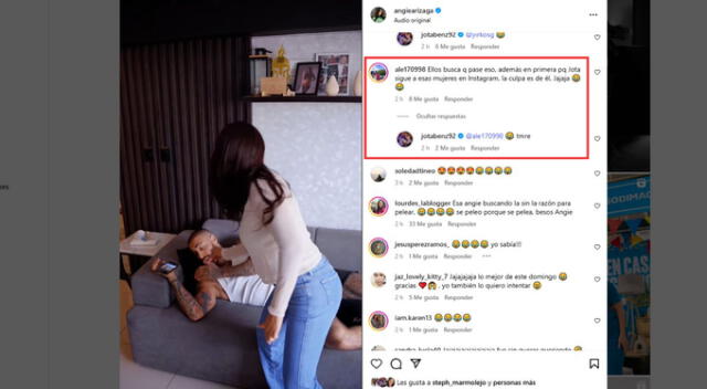 Jota Benz reacciona a comentario de seguidora. Fuente: Instagram. Jota Benz reacciona a comentario de seguidora. Fuente: Instagram.