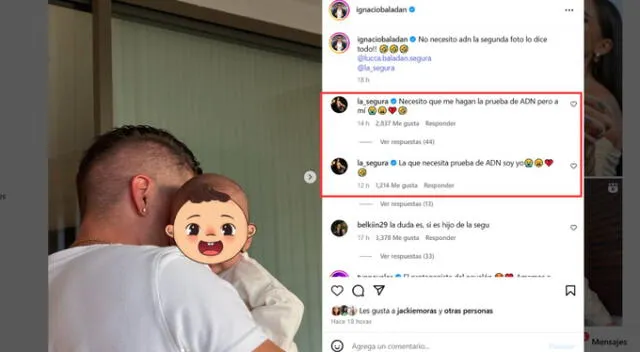 Natalia Segura responde a Ignacio Baladán. Fuente: Instagram.