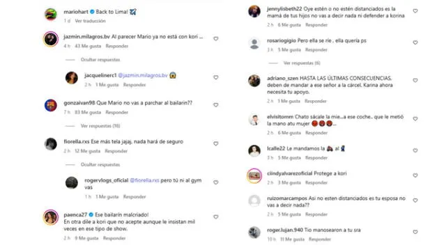 Critican a Mario Hart por no defender a Korina Rivadeneira. Fuente: Instagram.