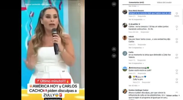 Usuarios critican a Ethel Pozo por disculpas a Zully. Fuente: TikTok.