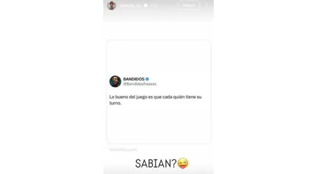 Mensaje de María Fe Saldaña. Fuente: Instagram.