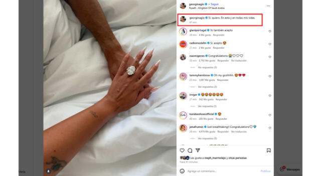 Georgina Rodríguez oficializó su compromiso con Cristiano Ronaldo. Fuente: Instagram. Georgina Rodríguez oficializó su compromiso con Cristiano Ronaldo. Fuente: Instagram.