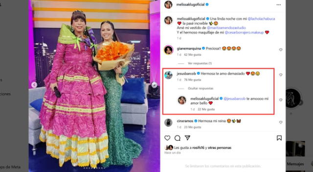 Jesús Barco y Melissa Klug se demuestran su amor en público. Fuente: Instagram.