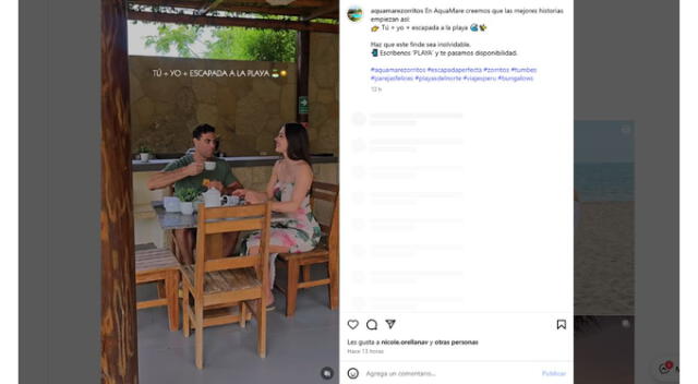 Publicación borrada del hotel de Maju Mantilla y Gustavo Salcedo. Fuente: Instagram.